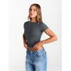 image:imageTrendy Queen Womens Boat Neck Short Sleeve TShirts Fitted Compression Summer Y2k Basic Tops 2026 Spring Outfits ClothesGray