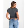 image:imageTrendy Queen Womens Boat Neck Short Sleeve TShirts Fitted Compression Summer Y2k Basic Tops 2026 Spring Outfits ClothesGray