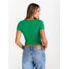 image:imageTrendy Queen Womens Boat Neck Short Sleeve TShirts Fitted Compression Summer Y2k Basic Tops 2026 Spring Outfits ClothesGreen