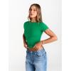 image:imageTrendy Queen Womens Boat Neck Short Sleeve TShirts Fitted Compression Summer Y2k Basic Tops 2026 Spring Outfits ClothesGreen