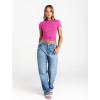 image:imageTrendy Queen Womens Boat Neck Short Sleeve TShirts Fitted Compression Summer Y2k Basic Tops 2026 Spring Outfits ClothesHot Pink