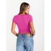 image:imageTrendy Queen Womens Boat Neck Short Sleeve TShirts Fitted Compression Summer Y2k Basic Tops 2026 Spring Outfits ClothesHot Pink
