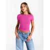 image:imageTrendy Queen Womens Boat Neck Short Sleeve TShirts Fitted Compression Summer Y2k Basic Tops 2026 Spring Outfits ClothesHot Pink
