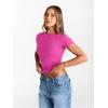 image:imageTrendy Queen Womens Boat Neck Short Sleeve TShirts Fitted Compression Summer Y2k Basic Tops 2026 Spring Outfits ClothesHot Pink