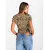 image:imageTrendy Queen Womens Boat Neck Short Sleeve TShirts Fitted Compression Summer Y2k Basic Tops 2026 Spring Outfits ClothesLeopard