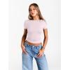 image:imageTrendy Queen Womens Boat Neck Short Sleeve TShirts Fitted Compression Summer Y2k Basic Tops 2026 Spring Outfits ClothesLightpink