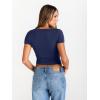 image:imageTrendy Queen Womens Boat Neck Short Sleeve TShirts Fitted Compression Summer Y2k Basic Tops 2026 Spring Outfits ClothesNavy Blue