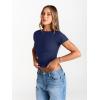 image:imageTrendy Queen Womens Boat Neck Short Sleeve TShirts Fitted Compression Summer Y2k Basic Tops 2026 Spring Outfits ClothesNavy Blue