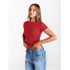 image:imageTrendy Queen Womens Boat Neck Short Sleeve TShirts Fitted Compression Summer Y2k Basic Tops 2026 Spring Outfits ClothesRed
