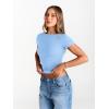 image:imageTrendy Queen Womens Boat Neck Short Sleeve TShirts Fitted Compression Summer Y2k Basic Tops 2026 Spring Outfits ClothesSky Blue