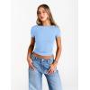 image:imageTrendy Queen Womens Boat Neck Short Sleeve TShirts Fitted Compression Summer Y2k Basic Tops 2026 Spring Outfits ClothesSky Blue