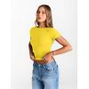 image:imageTrendy Queen Womens Boat Neck Short Sleeve TShirts Fitted Compression Summer Y2k Basic Tops 2026 Spring Outfits ClothesYellow