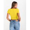 image:imageTrendy Queen Womens Boat Neck Short Sleeve TShirts Fitted Compression Summer Y2k Basic Tops 2026 Spring Outfits ClothesYellow