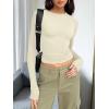 image:imageTrendy Queen Womens Long Sleeve T Shirts Fall Fashion 2026 Basic Crop Tops Going Out Outfits Y2k ClothesApricot