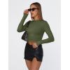 image:imageTrendy Queen Womens Long Sleeve T Shirts Fall Fashion 2026 Basic Crop Tops Going Out Outfits Y2k ClothesArmy Green