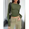 image:imageTrendy Queen Womens Long Sleeve T Shirts Fall Fashion 2026 Basic Crop Tops Going Out Outfits Y2k ClothesArmy Green