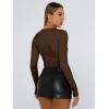 image:imageTrendy Queen Womens Long Sleeve T Shirts Fall Fashion 2026 Basic Crop Tops Going Out Outfits Y2k ClothesChocolate