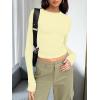 image:imageTrendy Queen Womens Long Sleeve T Shirts Fall Fashion 2026 Basic Crop Tops Going Out Outfits Y2k ClothesCreamy Yellow