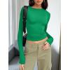 image:imageTrendy Queen Womens Long Sleeve T Shirts Fall Fashion 2026 Basic Crop Tops Going Out Outfits Y2k ClothesGreen