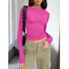 image:imageTrendy Queen Womens Long Sleeve T Shirts Fall Fashion 2026 Basic Crop Tops Going Out Outfits Y2k ClothesHot Pink