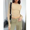 image:imageTrendy Queen Womens Long Sleeve T Shirts Fall Fashion 2026 Basic Crop Tops Going Out Outfits Y2k ClothesKhaki