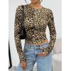 image:imageTrendy Queen Womens Long Sleeve T Shirts Fall Fashion 2026 Basic Crop Tops Going Out Outfits Y2k ClothesLeopard