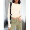 image:imageTrendy Queen Womens Long Sleeve T Shirts Fall Fashion 2026 Basic Crop Tops Going Out Outfits Y2k ClothesLight Apricot