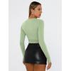 image:imageTrendy Queen Womens Long Sleeve T Shirts Fall Fashion 2026 Basic Crop Tops Going Out Outfits Y2k ClothesLight Green