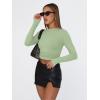 image:imageTrendy Queen Womens Long Sleeve T Shirts Fall Fashion 2026 Basic Crop Tops Going Out Outfits Y2k ClothesLight Green
