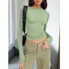 image:imageTrendy Queen Womens Long Sleeve T Shirts Fall Fashion 2026 Basic Crop Tops Going Out Outfits Y2k ClothesLight Green