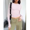 image:imageTrendy Queen Womens Long Sleeve T Shirts Fall Fashion 2026 Basic Crop Tops Going Out Outfits Y2k ClothesLight Pink
