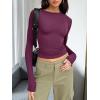 image:imageTrendy Queen Womens Long Sleeve T Shirts Fall Fashion 2026 Basic Crop Tops Going Out Outfits Y2k ClothesMulberry