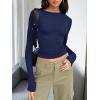 image:imageTrendy Queen Womens Long Sleeve T Shirts Fall Fashion 2026 Basic Crop Tops Going Out Outfits Y2k ClothesNavy Blue