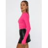 image:imageTrendy Queen Womens Long Sleeve T Shirts Fall Fashion 2026 Basic Crop Tops Going Out Outfits Y2k ClothesNeon Pink