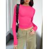 image:imageTrendy Queen Womens Long Sleeve T Shirts Fall Fashion 2026 Basic Crop Tops Going Out Outfits Y2k ClothesNeon Pink