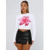 image:imageTrendy Queen Womens Long Sleeve T Shirts Fall Fashion 2026 Basic Crop Tops Going Out Outfits Y2k ClothesPink Flower