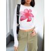 image:imageTrendy Queen Womens Long Sleeve T Shirts Fall Fashion 2026 Basic Crop Tops Going Out Outfits Y2k ClothesPink Flower
