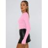 image:imageTrendy Queen Womens Long Sleeve T Shirts Fall Fashion 2026 Basic Crop Tops Going Out Outfits Y2k ClothesRose Pink