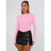 image:imageTrendy Queen Womens Long Sleeve T Shirts Fall Fashion 2026 Basic Crop Tops Going Out Outfits Y2k ClothesRose Pink