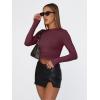 image:imageTrendy Queen Womens Long Sleeve T Shirts Fall Fashion 2026 Basic Crop Tops Going Out Outfits Y2k ClothesWine Red