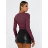 image:imageTrendy Queen Womens Long Sleeve T Shirts Fall Fashion 2026 Basic Crop Tops Going Out Outfits Y2k ClothesWine Red