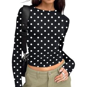 image:imageTrendy Queen Womens Long Sleeve T Shirts Fall Fashion 2026 Basic Crop Tops Going Out Outfits Y2k ClothesSpots