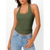 image:imageTrendy Queen Halter Tops for Women 2026 Summer Going Out Tops Backless Crop Sleeveless Workout Shirts Cute Y2k ClothesArmy Green