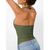 image:imageTrendy Queen Halter Tops for Women 2026 Summer Going Out Tops Backless Crop Sleeveless Workout Shirts Cute Y2k ClothesArmy Green
