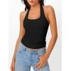 image:imageTrendy Queen Halter Tops for Women 2026 Summer Going Out Tops Backless Crop Sleeveless Workout Shirts Cute Y2k ClothesBlack