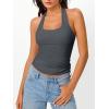 image:imageTrendy Queen Halter Tops for Women 2026 Summer Going Out Tops Backless Crop Sleeveless Workout Shirts Cute Y2k ClothesGreyblue