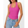 image:imageTrendy Queen Halter Tops for Women 2026 Summer Going Out Tops Backless Crop Sleeveless Workout Shirts Cute Y2k ClothesHot Pink