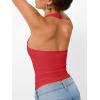 image:imageTrendy Queen Halter Tops for Women 2026 Summer Going Out Tops Backless Crop Sleeveless Workout Shirts Cute Y2k ClothesRed