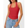 image:imageTrendy Queen Halter Tops for Women 2026 Summer Going Out Tops Backless Crop Sleeveless Workout Shirts Cute Y2k ClothesRed