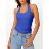 image:imageTrendy Queen Halter Tops for Women 2026 Summer Going Out Tops Backless Crop Sleeveless Workout Shirts Cute Y2k ClothesRoyal Blue